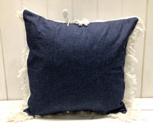 Load image into Gallery viewer, Denim Fringed Cushion
