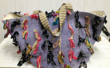 Load image into Gallery viewer, Sari Ribbon & Blue Jute Bag