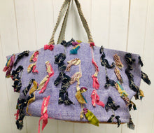 Load image into Gallery viewer, Sari Ribbon & Blue Jute Bag