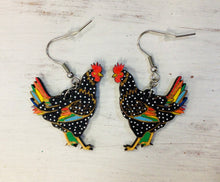 Load image into Gallery viewer, Chicken Wood Hand Painted Earrings NEV

