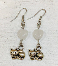 Load image into Gallery viewer, Rose Quartz Heart Earrings by Nev
