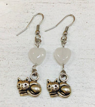 Load image into Gallery viewer, Rose Quartz Heart Earrings by Nev