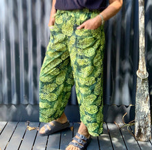 Load image into Gallery viewer, 3/4 Wide Leg Happy Pants Green Pineapple