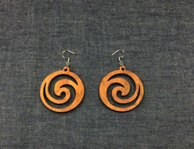 Load image into Gallery viewer, Rosewood Spiral in Round Earrings by Nev