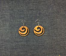 Load image into Gallery viewer, Rosewood Spiral in Round Earrings by Nev