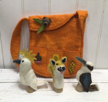 Load image into Gallery viewer, Wool Felt Bag with 3 Finger Puppets
