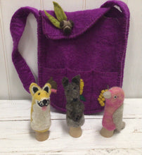 Load image into Gallery viewer, Wool Felt Bag with 3 Finger Puppets