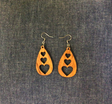 Load image into Gallery viewer, Rosewood Heart Earrings triple cut outs by Nev