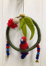 Load image into Gallery viewer, Felt Hanging Bird in Ring with Bells
