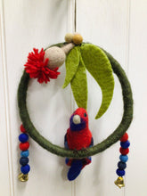 Load image into Gallery viewer, Felt Hanging Bird in Ring with Bells
