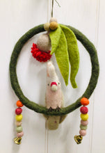 Load image into Gallery viewer, Felt Hanging Bird in Ring with Bells