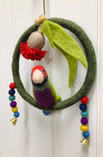 Load image into Gallery viewer, Felt Hanging Bird in Ring with Bells