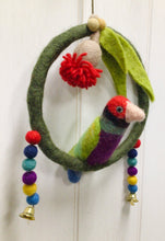 Load image into Gallery viewer, Felt Hanging Bird in Ring with Bells