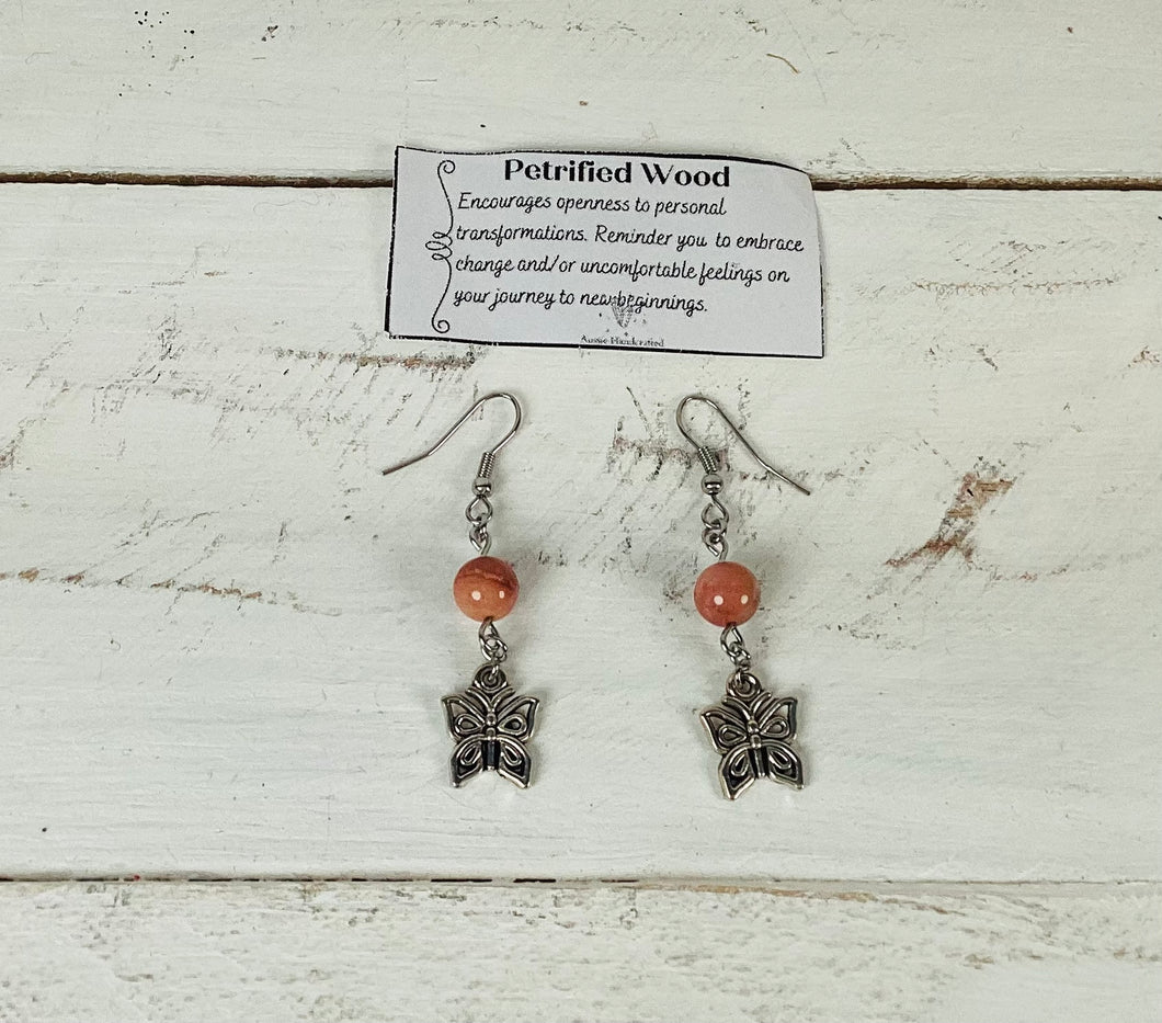 Petrified Wood Earrings by Nev