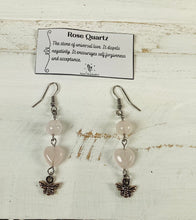 Load image into Gallery viewer, Rose Quartz Heart Earrings by Nev