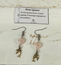 Load image into Gallery viewer, Rose Quartz Heart Earrings by Nev