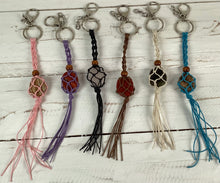 Load image into Gallery viewer, Macrame Stone Holder Key Ring
