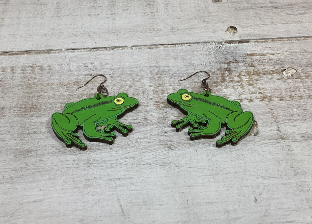 Wooden Frog Earrings NEV