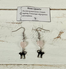 Load image into Gallery viewer, Rose Quartz Heart Earrings by Nev