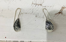 Load image into Gallery viewer, Tear Drop textured Sterling Silver Earrings
