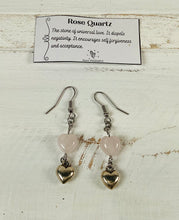 Load image into Gallery viewer, Rose Quartz Heart Earrings by Nev