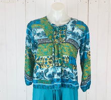 Load image into Gallery viewer, The Leisa Tree Paisley Cotton Top Blue