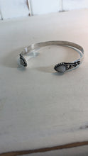 Load image into Gallery viewer, Silver double stone cuff bangle
