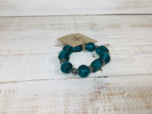 Load image into Gallery viewer, Glass Bead and Antiqued  Silver Bracelet
