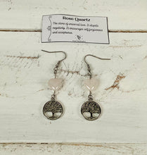 Load image into Gallery viewer, Rose Quartz Heart Earrings by Nev
