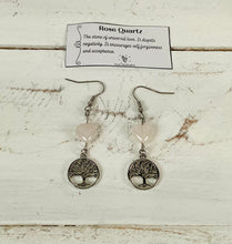 Load image into Gallery viewer, Rose Quartz Heart Earrings by Nev