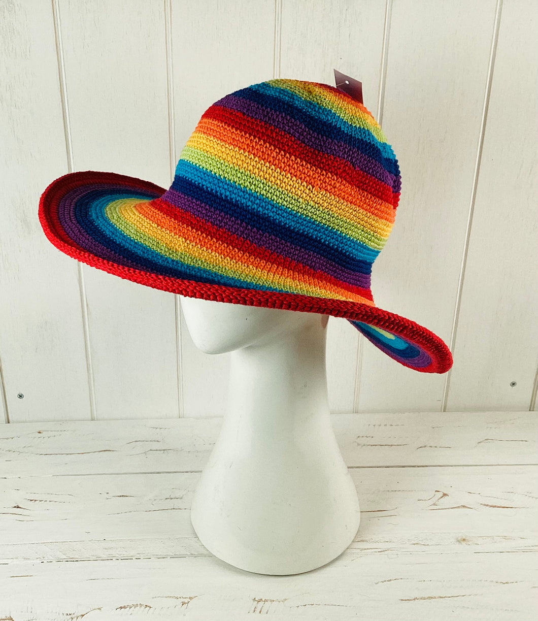 Large Rainbow Crochet Hat