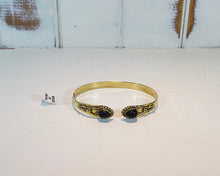 Load image into Gallery viewer, Brass Double Stone Bracelet Cuff
