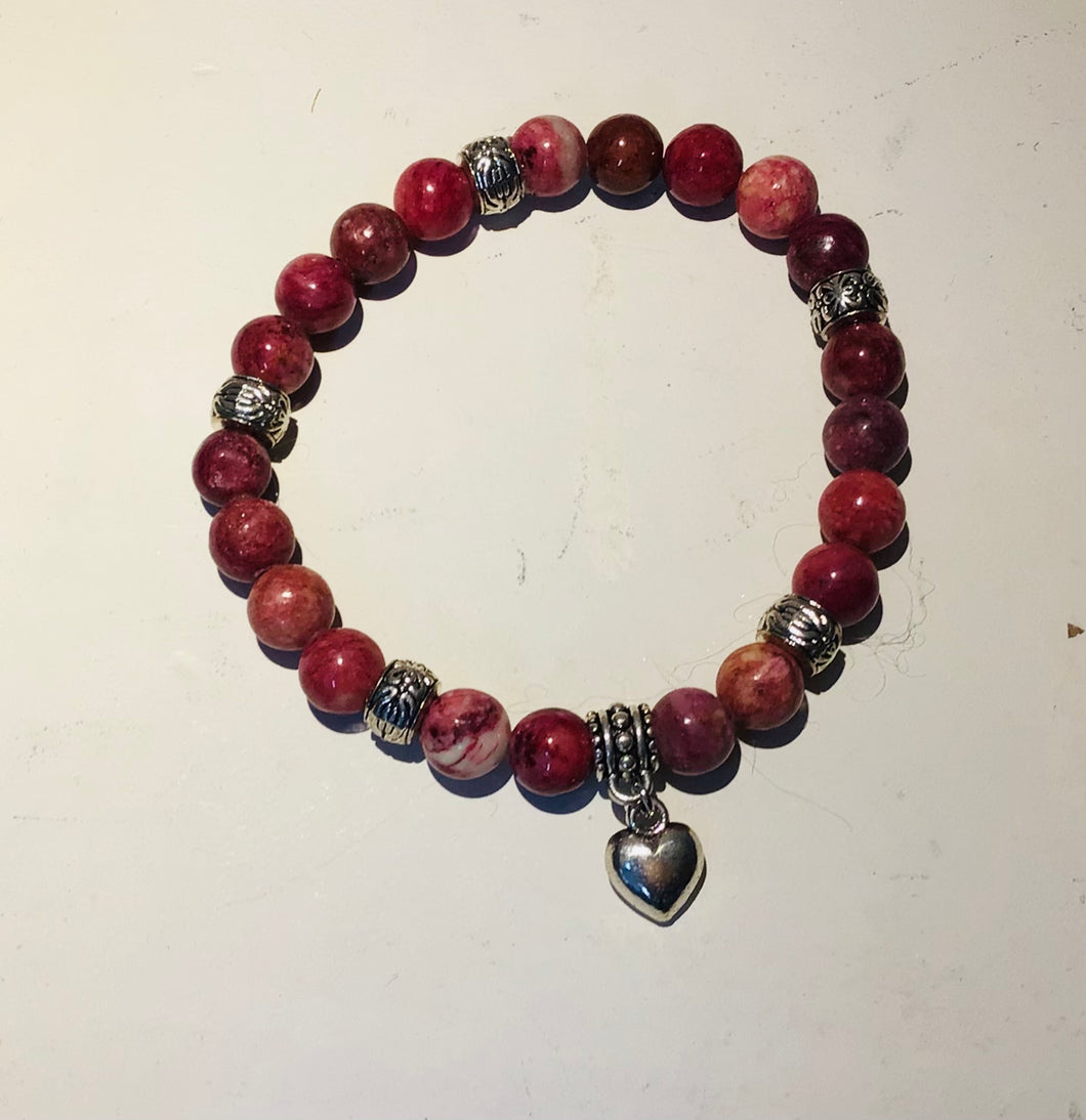 Rhodonite Heart Bracelet by Nev