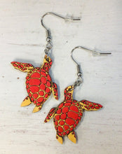 Load image into Gallery viewer, Turtle Hand Painted Wood  Earrings NEV
