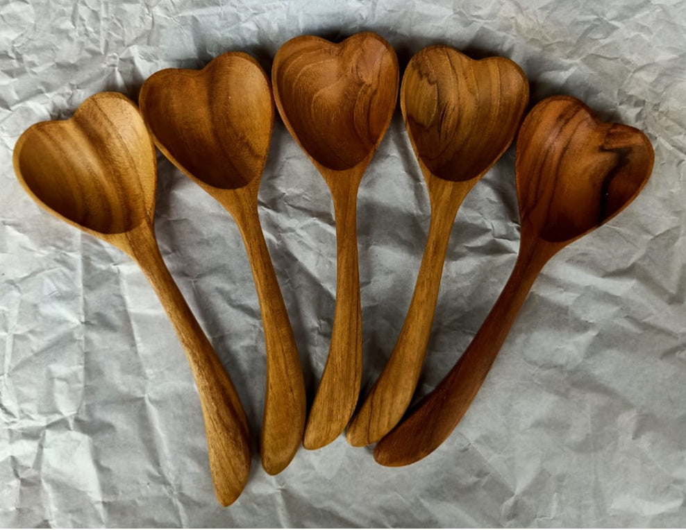 Teak Heart Spoons