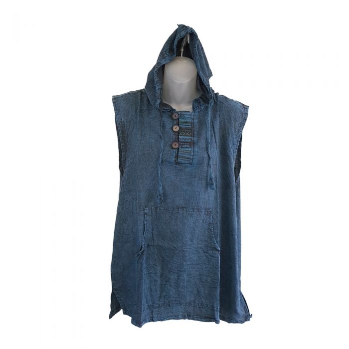 Sleeveless cotton hooded top