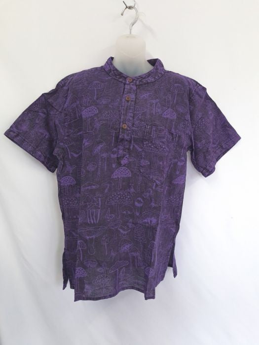 Mushroom Cotton Mandarin Shirt