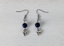 Load image into Gallery viewer, Blue Tiger Eye and charm Earrings by Nev
