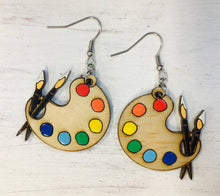 Load image into Gallery viewer, Paint Palette Hand Painted Wooden Earrings NEV
