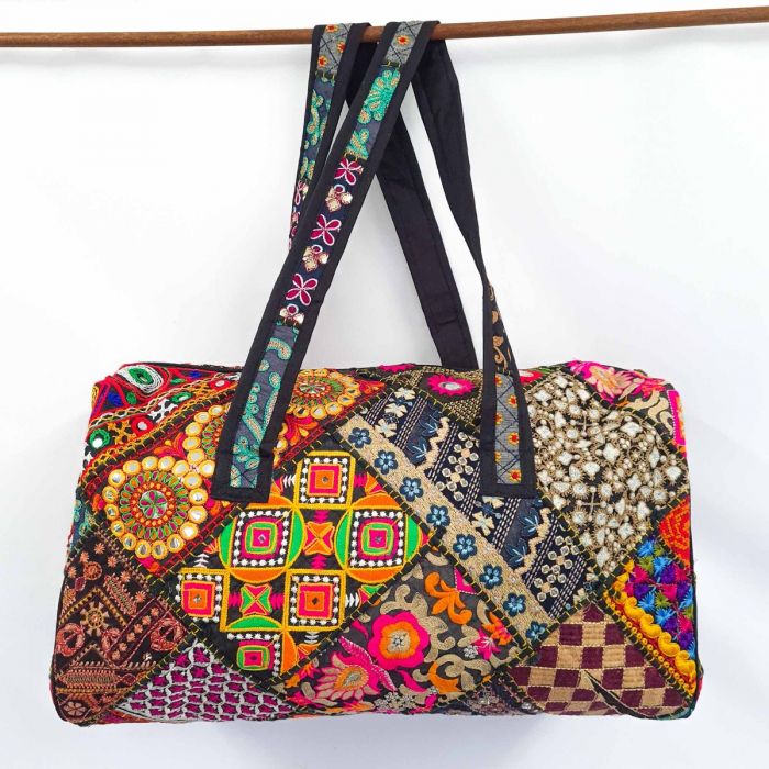 Embroidered Patchwork Duffle Bag