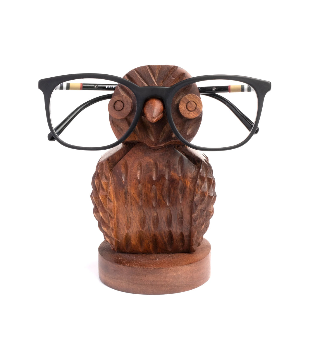 Wooden Owl Glasses Holder