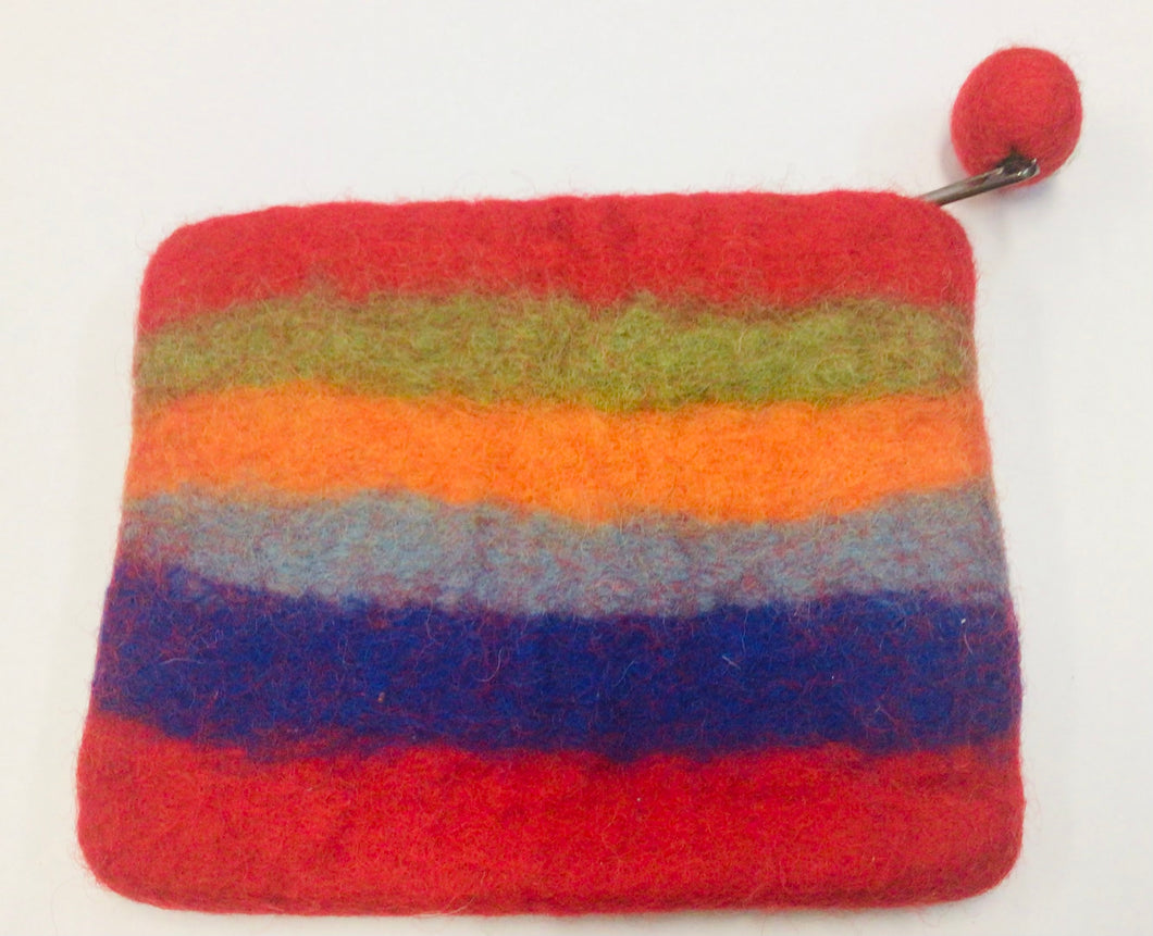 Rainbow Wool Felt Purse