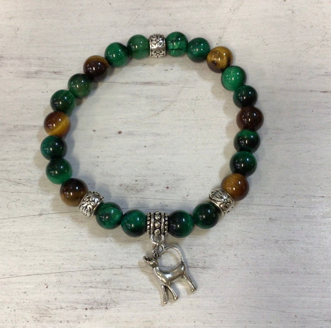 Green and Brown Tiger Eye Bracelet by Nev