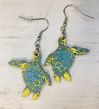 Load image into Gallery viewer, Turtle Hand Painted Wood  Earrings NEV
