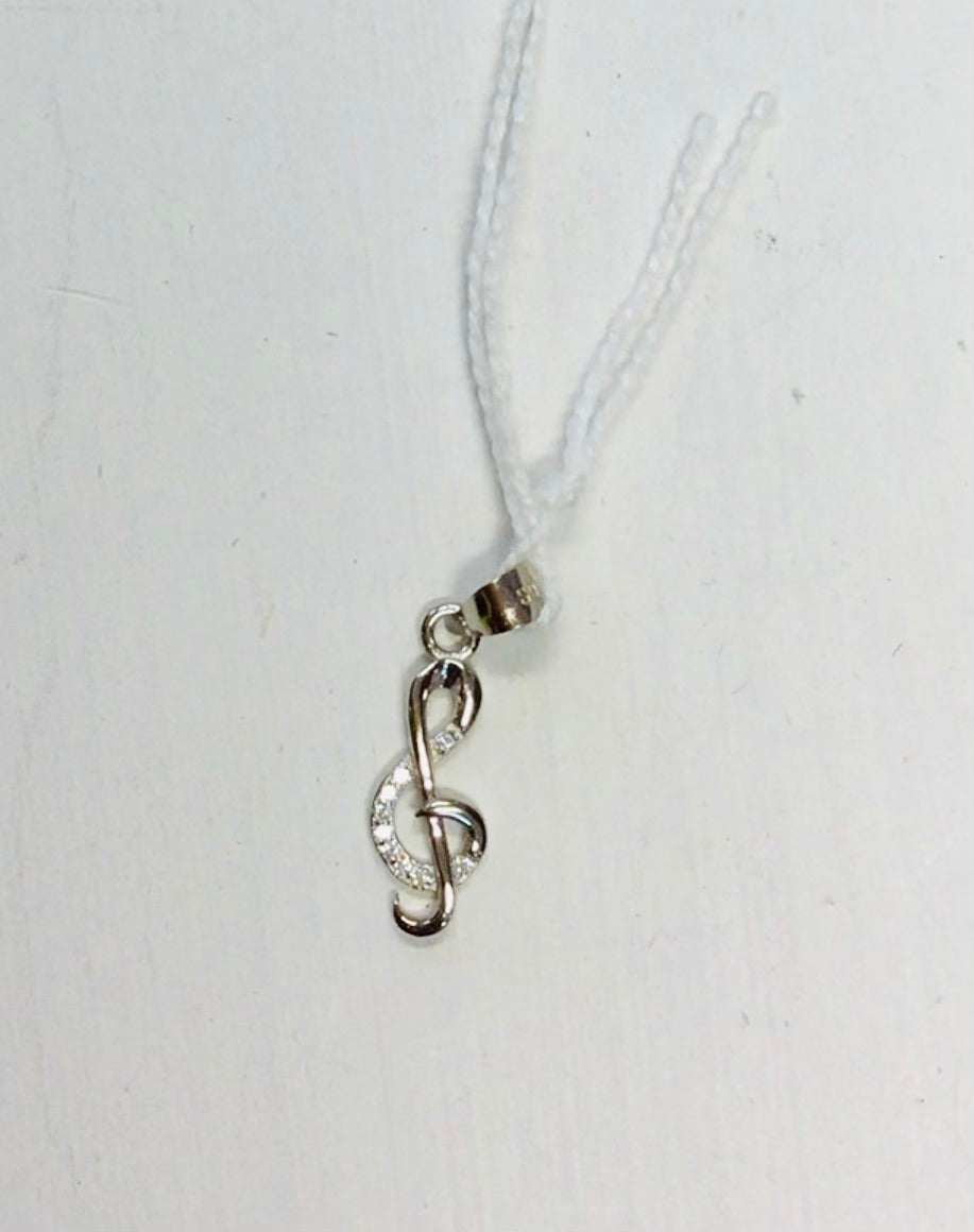 Treble Clef Sterling Silver  Pendant