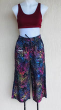 Load image into Gallery viewer, 3/4 Wide Leg Happy Pants Black Rainbow Paisley
