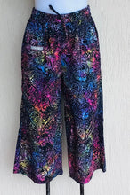 Load image into Gallery viewer, 3/4 Wide Leg Happy Pants Black Rainbow Paisley
