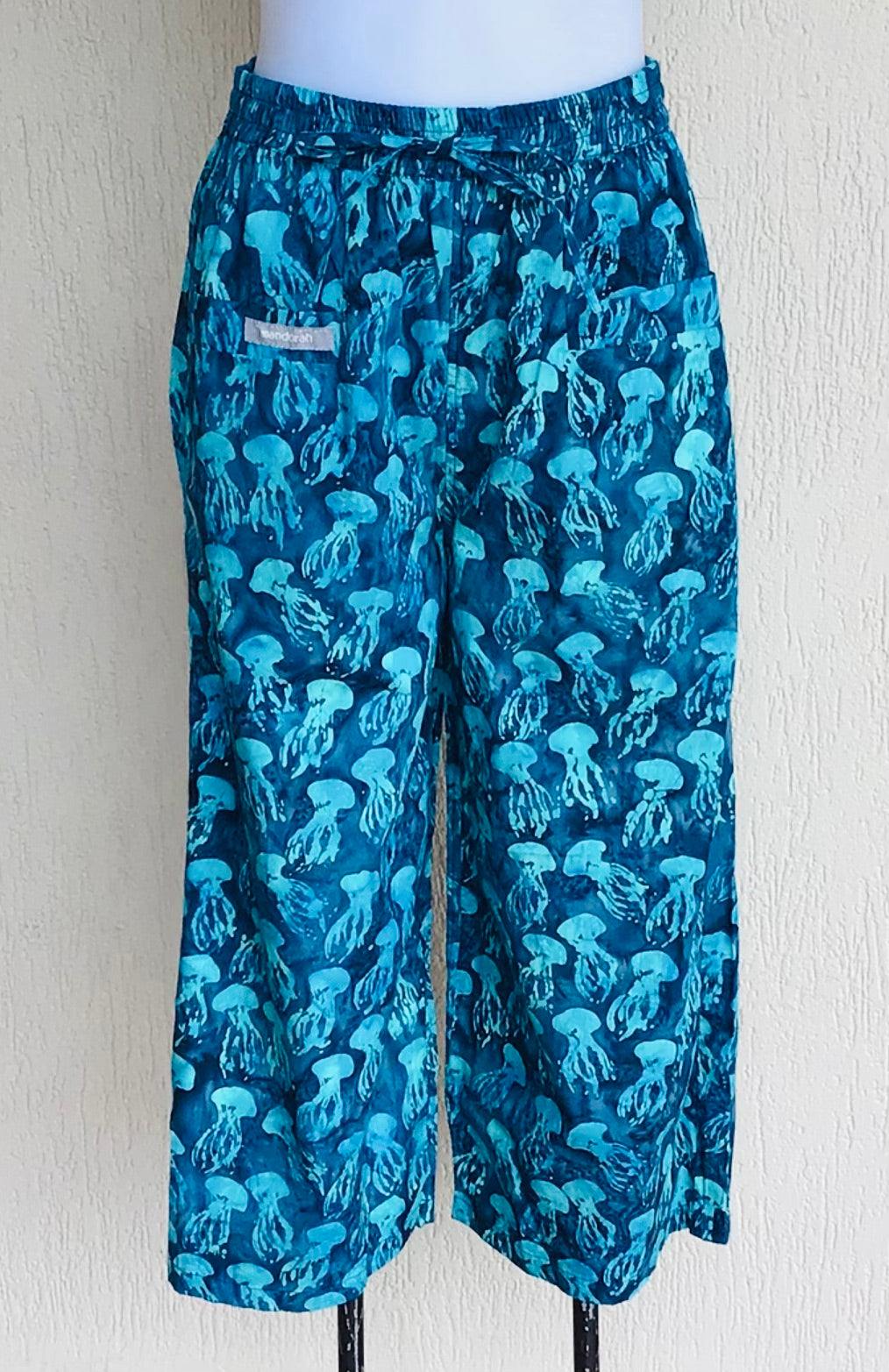 3/4 Wide Leg Happy Pants Blue Jellyfish