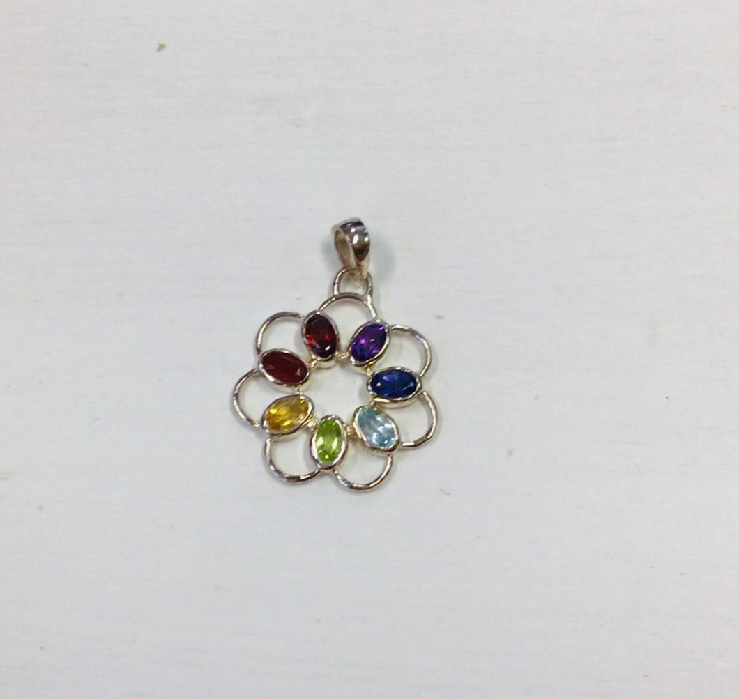 Chakra Flower Crystal Pendant