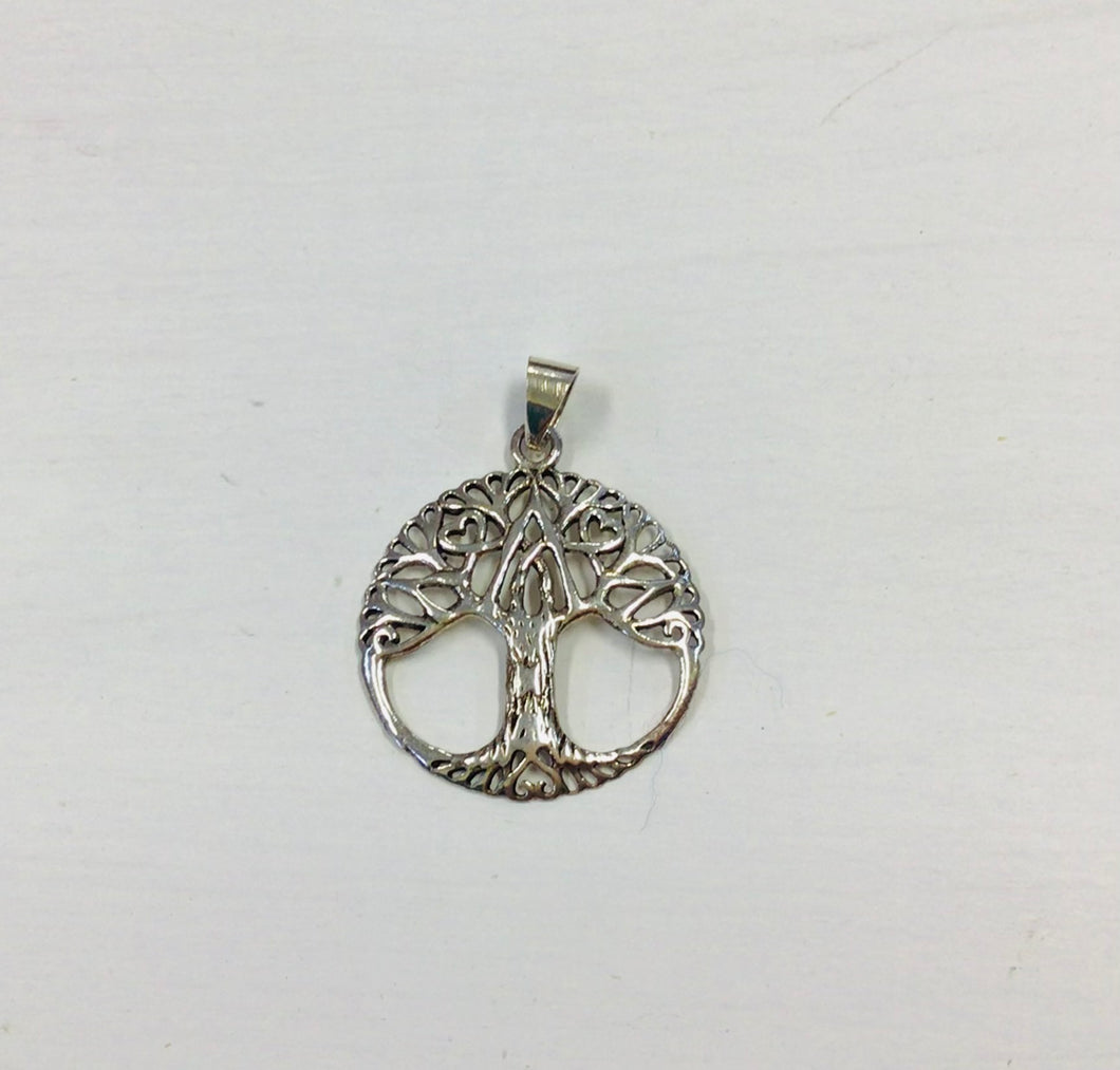 Tree of Life Round Sterling Silver Pendant